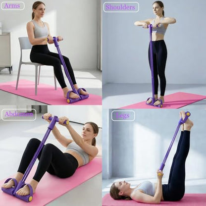 Pedal Resistance Bands with Handles, Multifunction Tension Rope for Arm, Leg, Waist and Shoulder Training - color: Purple