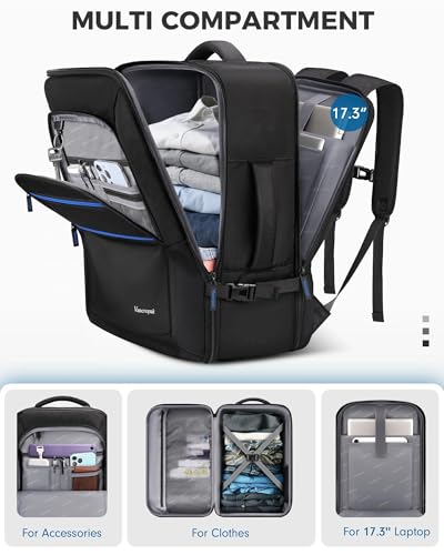 Vancropak Spirit Airlines Personal Item Bag 18x14x8 Backpack, TSA Approved Underseat Travel Backpack with Shoe Compartment Removable for Men & Women, Lightweight Luggage Bag Fit 17.3 inch Laptop - color: Blue
