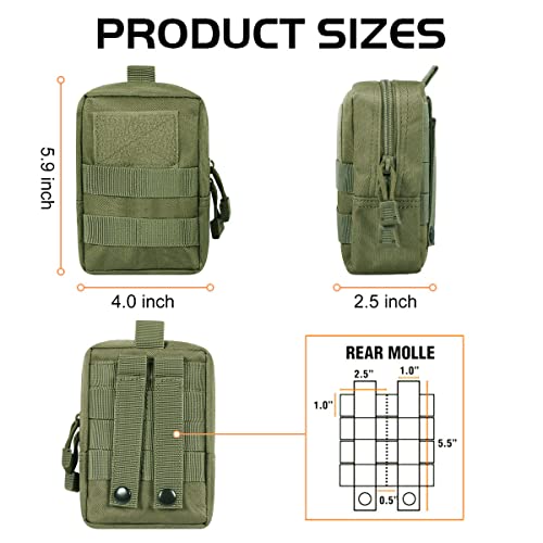 3 Pack Molle Pouch Combo Water Bottle Pouch Holder Tactical Molle Pouches Compact Utility Waist Bag Pack - color: Combo D:Green