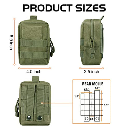 3 Pack Molle Pouch Combo Water Bottle Pouch Holder Tactical Molle Pouches Compact Utility Waist Bag Pack - color: Combo D:Green