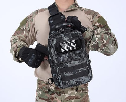 Tactical Sling Backpack Military Crossbody Bag Pack for Mens One Shoulder Holster Sling Bag 10L - color: Digital Blackcamo