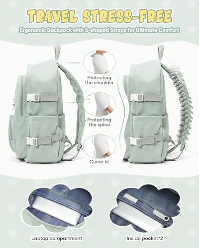 Lightweight Backpack for College & High School Backpack With Lots of Pockets Cute School Bag for Girls Boys, Large Capacity Bookbag for Women Men, Waterproof Teens Casual Daypack Backpack(Green) - color: Green