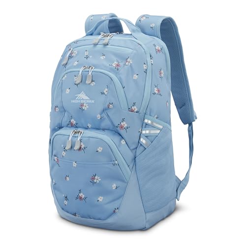 High Sierra Swoop SG Backpack, Travel or Work Laptop Bookbag with Drop Protection Pocket, and Tablet Sleeve, One Size, Floral/Blue - color: Floral/Blue