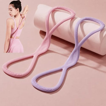 Resistance Bands with Handles,Figure 8 Resistance Band Elastic Fitness Bands Exercise Band for Home Yoga Gym Workout - color: Purple-15LB+Pink-25LB