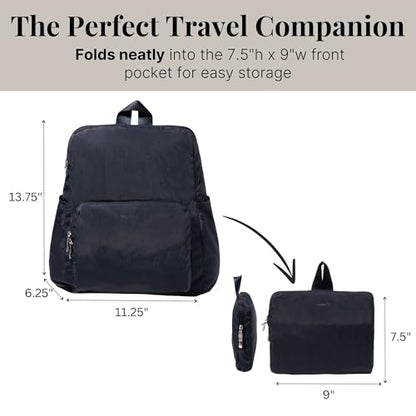Baggallini Women's Carryall Packable Backpack, French Navy - color: French Navy