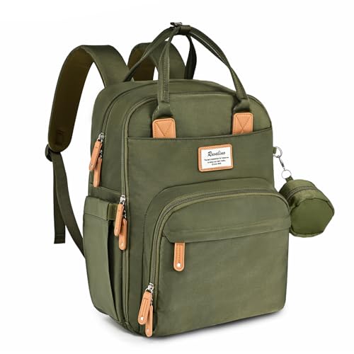 RUVALINO Diaper Bag Backpack - Multifunction Travel Back Pack Maternity Baby Changing Bags, Diaper Changing Totes, Large Capacity, Waterproof and Stylish, Baby Travel Essential, Army Green - color: Military Green