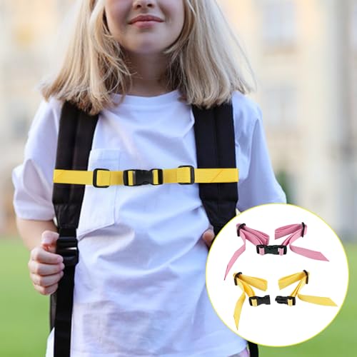 2 Pack Backpack Chest Strap Adjustable Replacement Chest Strap for Backpack with Quick Release Buckle - color: 1 Each of Yellow and Soft Pink