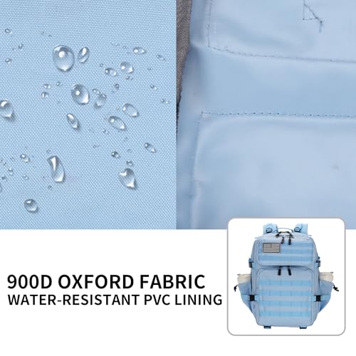 Lovelinks21 25L Tactical Military Backpack Small Travel Backpack for Men and Women Assault Pack Bug Out Bag Molle Daypack Gym Bag with Bottle Holder (Light Blue) - color: Light Blue