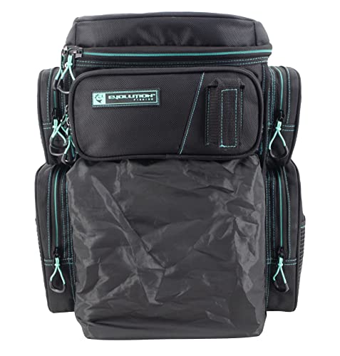 Evolution Fishing Drift Series Tackle Backpack, Outdoor Rucksack w/ 6 Fishing Tackle Trays, Heavy Duty - color: Seafoam, size: 3600