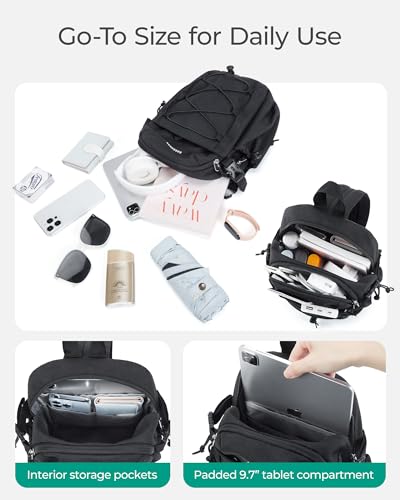 BAGSMART Small Crossbody Sling Bag, Crossbody Daypack, Chest Shoulder Bag Hiking Small Backpack for Casual Travel Sport - color: Black