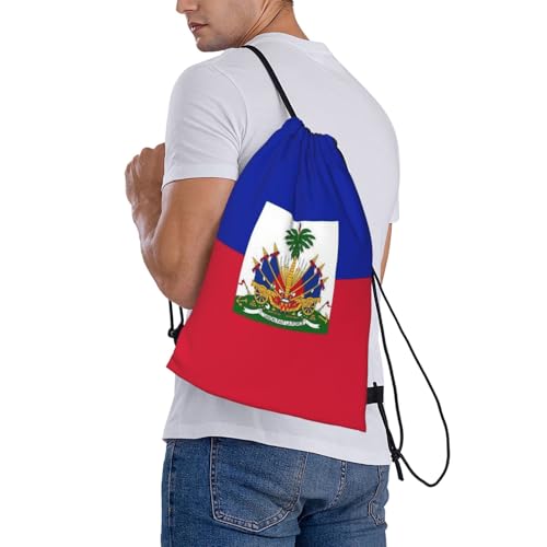 Haiti Flag Drawstring Bag Sport Gym Backpack Beach Travel Sack Draw String Yoga Bag For Men Women - color: Haiti Flag