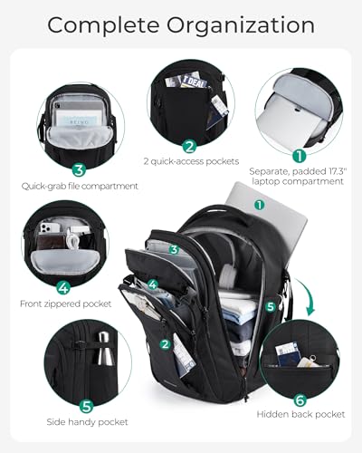 BAGSMART Travel Backpack for Men Women, Carry On Backpack Flight Approved TSA Friendly with USB Charging Hole Lightweight Weekender Bag Casual Daypack 17.3 Inch Laptop Business Work Backpack, Brown - color: Brown