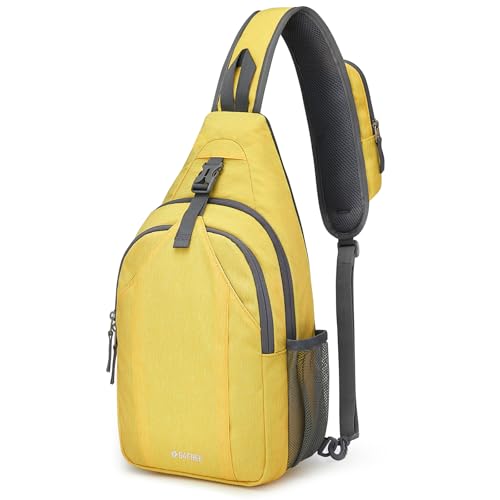 G4Free Sling Bag for Men and Women, RFID Blocking Crossbody Bag, Lightweight Sling Backpack for Travel, Hiking, Walking and Daily Use - color: Yellow