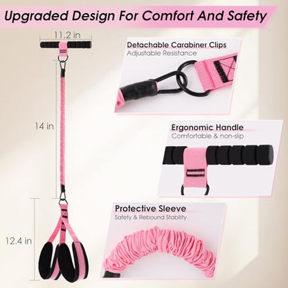Multifunction Pedal Resistance Band with Handle-Figure 8 Resistance Band Set, 3-Tube Adjustable Bands for ABS, Core, Waist, Arm, Leg, Sit Up Exercise Equipment, 3 Home Workout Chart for Women