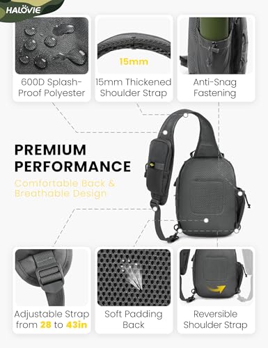 HALOVIE Anti-theft Tactical Sling Bag RFID Darkgray Military Shoulder Bag with Phone Pack EDC Molle Crossbody Bag for men - color: Darkgray