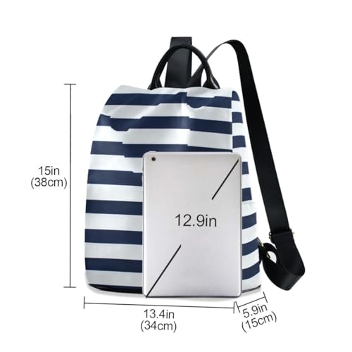 ALAZA Navy Blue White Striped Trips Hiking Camping Rucksack Pack for Women - color: multicolor 17