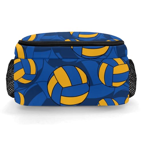 Blue Gold Volleyball Pattern Backpack Laptop Bag Bookbags Personalized Travel Daypack Bag for Man Woman Gifts - color: Blue Gold Volleyball Pattern