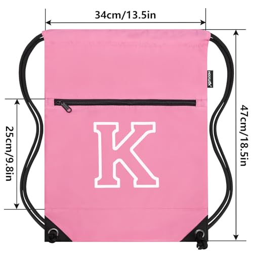 HOLYLUCK Drawstring Bags Initial Backpack Sackpack Cinch Bags for Sports, Gym, Travel, Beach (Pink-K) - color: Pink-k