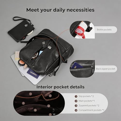 Women's Backpack with Wristlet Set, Large Capacity Tote Backpack for Women, Fashion Travel Backpack & Stylish Mommy Bag (Black) - color: Black