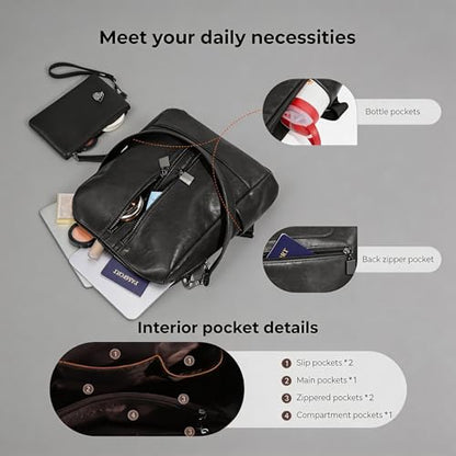 Women's Backpack with Wristlet Set, Large Capacity Tote Backpack for Women, Fashion Travel Backpack & Stylish Mommy Bag (Black) - color: Black