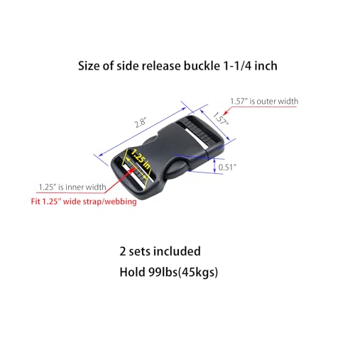 Side Release Buckles Heavy Duty Plastic Buckle Snap Clips Clasps Backpack Buckle Replacement for Strap - style: 1-1/4 Inch - 2sets