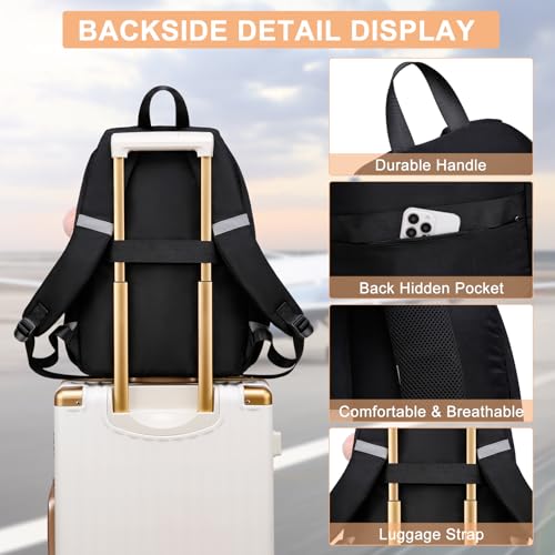 School Backpack for Teen Girls & College Women - Anti-Theft & Water Resistant 17.3 Inch Laptop Mochilas Bookbag - Large Ergonomic Straps Backpack, Classic Black - color: Black, size: 17.3 Inch