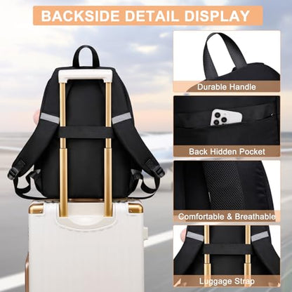 School Backpack for Teen Girls & College Women - Anti-Theft & Water Resistant 17.3 Inch Laptop Mochilas Bookbag - Large Ergonomic Straps Backpack, Classic Black - color: Black, size: 17.3 Inch