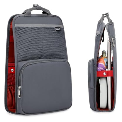 GillyGro Unisex Foldable Vertical Backpack Organizer Insert for Tote Bag, Carry On, Picnic, Camping - With Pockets & Handle - color: Gray/Red