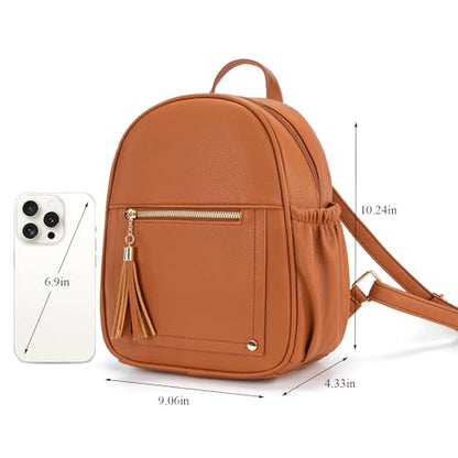 Montana West Mini Backpack Purse for Women Anti Theft Backpacks with Secured Zipper and Tassel - color: Mini Brown