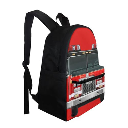 AFPANQZ Cartoon Fire Truck Backpack for Elementary School for Womens Girls Boys Lightweight School Bags Bookbags Daypack Satchel with Front Pocket - color: Fire Truck