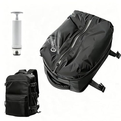 HomeBeyond Vacuum Backpack Travel, Carry-On Size Travel Backpack with Vacuum System & Manual Pump, Fits 14” Laptop with Shoe Compartment, Water-Resistant Casual Daypack Backpacks