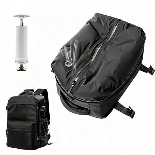 HomeBeyond Vacuum Backpack Travel, Carry-On Size Travel Backpack with Vacuum System & Manual Pump, Fits 14” Laptop with Shoe Compartment, Water-Resistant Casual Daypack Backpacks