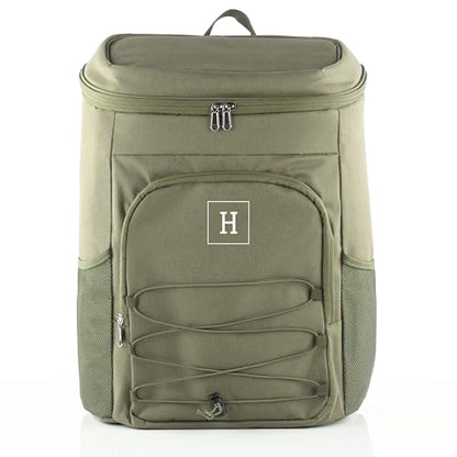 Personalized Cooler Backpack for Men, Custom Embroidered Backpack Cooler Bag, 30 Can Insulated Soft Cooler with Bottle Opener, Gift for Groomsmen Dad Husband, Black Blue Green - color: Green