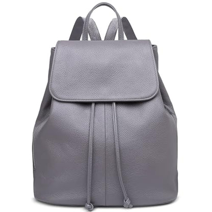 BOYATU Women’s Full-Grain Leather Backpack Purse, Minimal Structured Design, Work Commuter & City Travel, Compact Everyday Essentials, Fashion RFID Pocket Bag ((Grey) - color: Grey