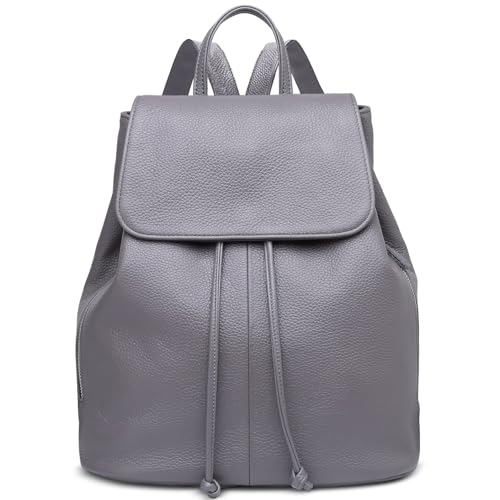 BOYATU Women’s Full-Grain Leather Backpack Purse, Minimal Structured Design, Work Commuter & City Travel, Compact Everyday Essentials, Fashion RFID Pocket Bag ((Grey) - color: Grey