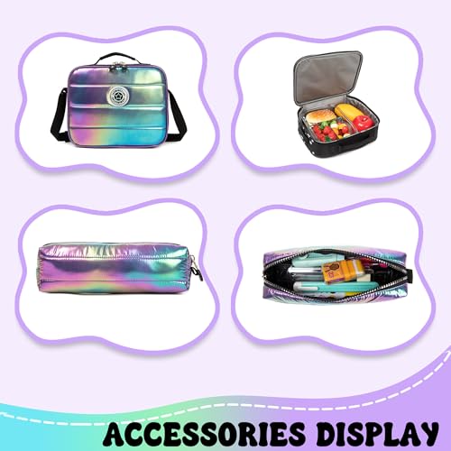 Rolling Backpack with Wheels for Girls Rolling Backpack with Lunch Bag and Pencil Case Set Kids Travel Luggage for Elementary School Girls Ages 5-12 - color: A Black
