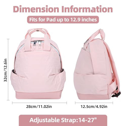 Backpack for Women Fashion Small Bookbag, Water Resistant Lightweight Nylon Daypack for Travel, Hiking & Daily Use - color: Pink