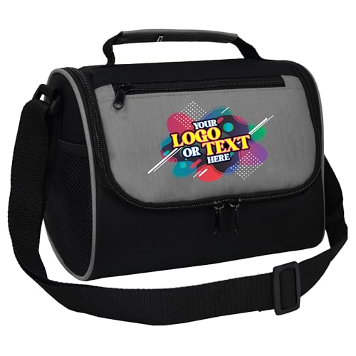 Custom Soft Cooler Bag - Personalize Your Insulated Bag | for Corporate Events or Gifts - Leak Proof Customizable Small Portable Lunch Cooler Bag Holds 8 Beer Cans - 9.5 x 7.5 x 6.5 - color: Grey, size: 24 Pack