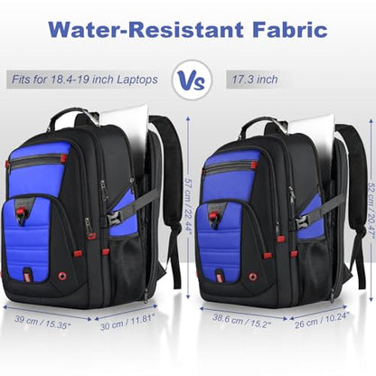 Z-MGKISS Gaming Laptop Travel Backpack Fits 18.4"-19" Laptops, Extra Large TSA Carry On Bag, Long-Term Durability College Business Work Mens Backpack, Water Resistant Rucksack Bag, Blue - color: Blue, size: 18.4 Inch (22''x15''x12'')