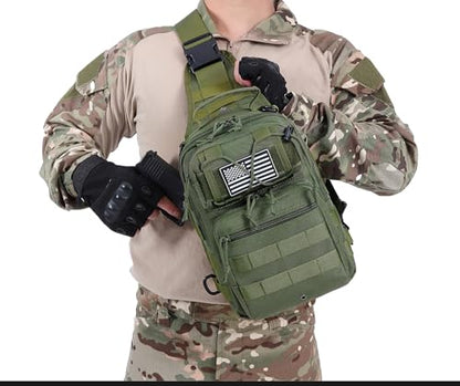 Tactical Sling Backpack Military Crossbody Bag Pack for Mens One Shoulder Holster Sling Bag 10L - color: Green