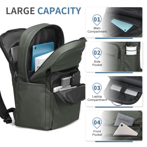 16 Inch Laptop Backpack for Men, Business Work Backpack for Everyday Commute, Waterproof Travel Office Computer Bag, Green - color: Green