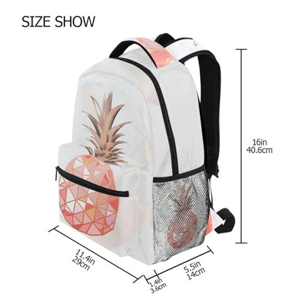 ALAZA Rose Gold Pineapple Pink Marble Backpack Purse for Teen Girls Women Kids Bookbags Laptop School Bag with Multiple Pockets - color: Pineapple
