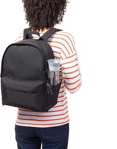 Amazon Basics Backpack for School, Travel, Study with Padded Adjustable Shoulder Straps, Spacious Compartment, Water Bottle Pockets, Durable Classic Design, Black - color: Black, size: 1-Pack