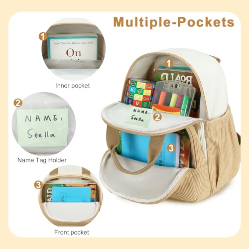 Bluboon Toddler Backpack for Girls Boys 2-4 Cute 12" Preschool Kindergarten Backpacks Kids Daycare Bags School Travel (Brown-White, Age 2-4 (12" H not Fit A4 Folder)) - color: Brown-white, size: Age 2-4 (12" H not Fit A4 Folder)