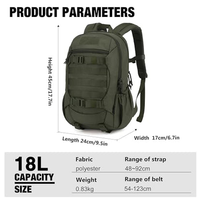 Mardingtop Small Tactical Molle Backpack for Men, 18L EDC Motorcycle Backpack,Hiking Daypack - color: Range Green