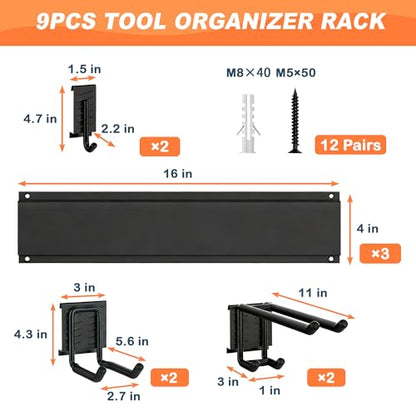 Ultrawall Garden Tool Organizer, 48 Inch Garage Tool Organizer Wall Mount, Heavy Duty Steel Wall Holders for Tools, 400lb Weight Capacity