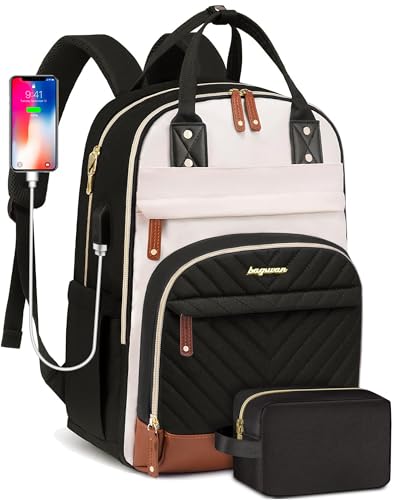 Backpack for Women 15.6 Inch Laptop Backpack Work Business Backpacks Purse Waterproof Computer College Backpacks Nurse Bag Backbag 2 Sets Casual Daypack for Travel Black - color: 91-black Set, size: 15.6 Inch