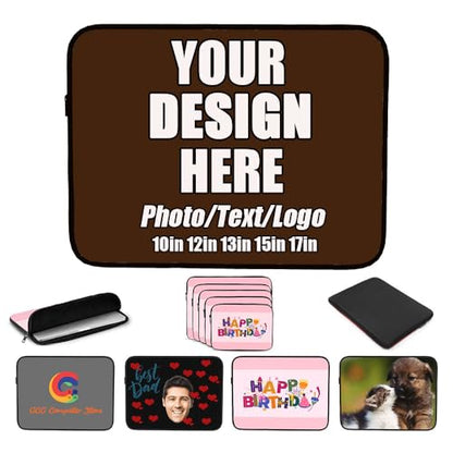 Design Laptop Sleeve with Your Own Picture Text Pattern, Laptop Case Sleeve Customization, Custom Briefcase Carrying Cover with Image Text Logo, Customized Tablet Bag, Darkbrown, 17" - color: DarkBrown, size: 17"