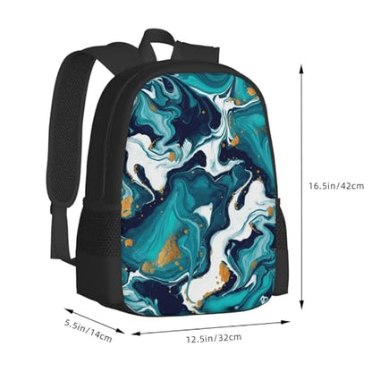 Ergonomic Padded Backpack Teal Turquoise Tie Dye, Anti Theft Spacious Travel Daypack Sturdy Polyester Bag for Commute Gym Outdoor Leisure Use - color: Design (575)