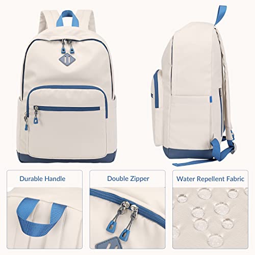 Lohol Classic Backpack for Girls Boys Teens, Lightweight Bookbag for School Travel College (Beige/Green) - color: Beige/Green
